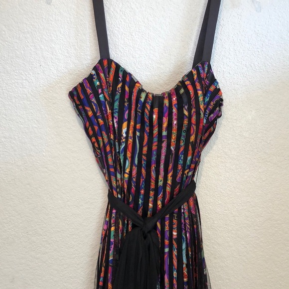 BoHo-Hippie Evening Dress, Psychedelic 60’s Print - Picture 1 of 9